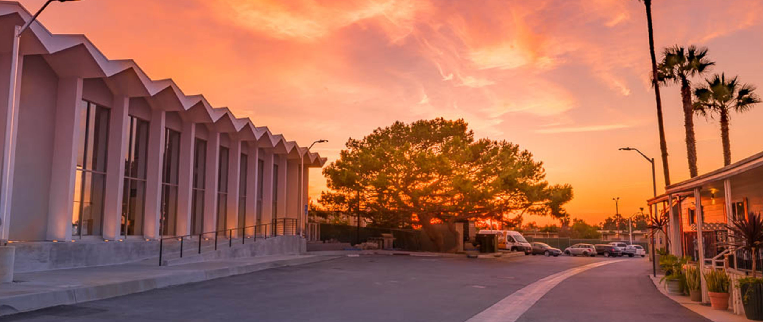 Sunset over North entrance